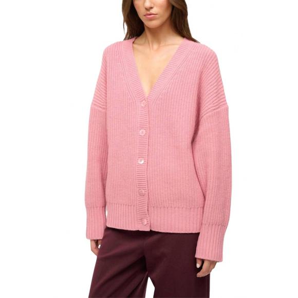NEW STAUD matilda cardigan in damask pink - Picture 3 of 3